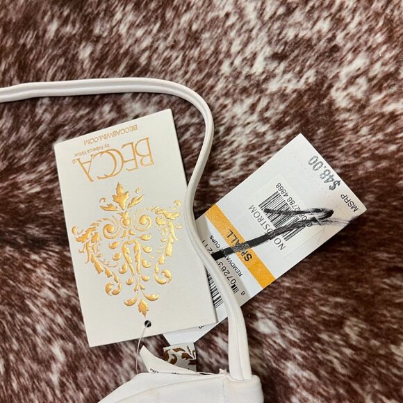 BECCA by Rebecca Virtue White Triangle Bikini Swim Top Small - Picture 3 of 9